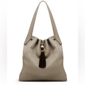 ELIZABETH AND JAMES Grey Pebbled Leather Teddy Hobo Shoulder Bag - $525.